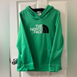 The North Face Women’s Hoodie L Green Pullover Fleece White Logo Sweatshirt